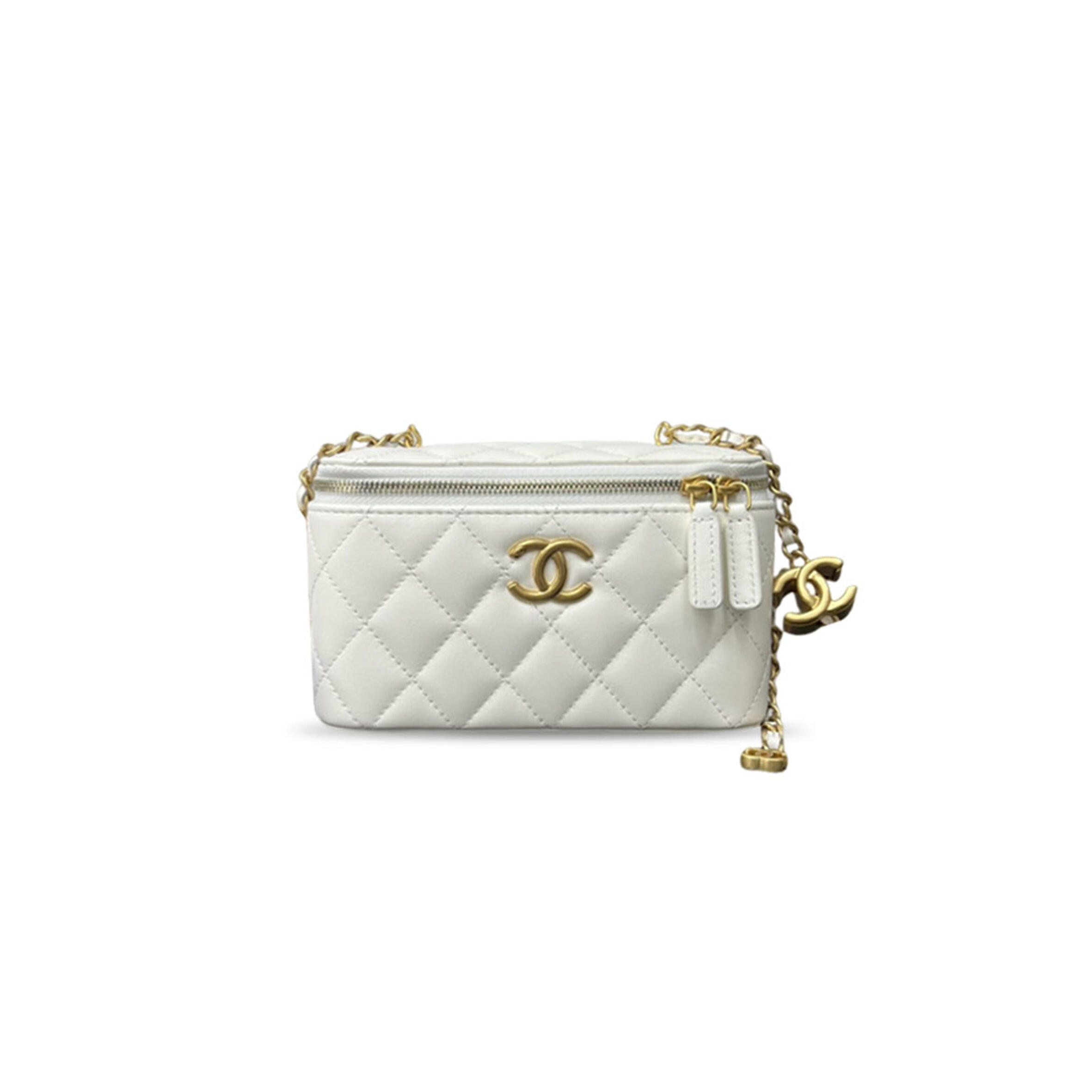 CHANEL MASTER PILLOW CRUSH CASE WITH CHAIN SMALL QUILTED LAMBSKIN MAKEUP BAG (17*9.5*8cm)